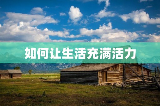 如何让生活充满活力