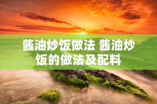 酱油炒饭做法 酱油炒饭的做法及配料