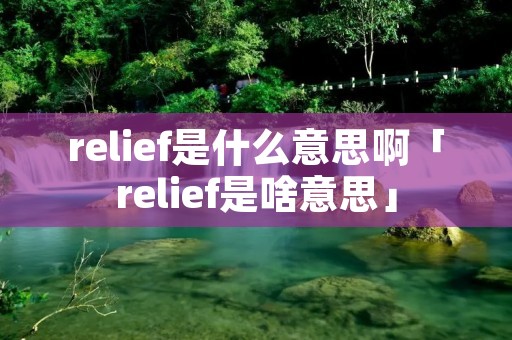 relief是什么意思啊「relief是啥意思」