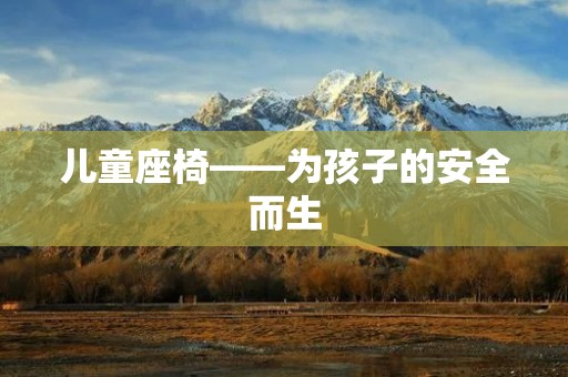 儿童座椅——为孩子的安全而生