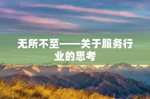 无所不至——关于服务行业的思考