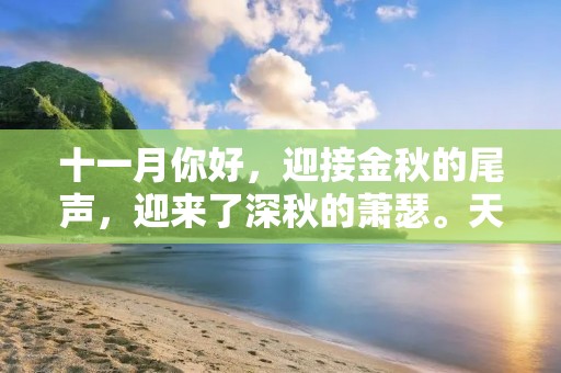 十一月你好,迎接金秋的尾声,迎来了深秋的萧瑟。天气逐渐转凉,树叶也逐渐变黄。在这个季节里,人们也开始感受到岁月的流逝,生命的短暂。但是,十一月也是一个充满希望的月份,它给我们带来了许多美好的事物。