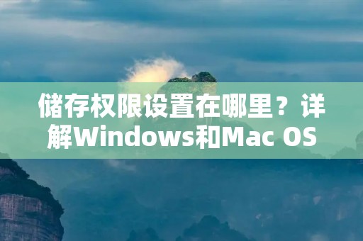 储存权限设置在哪里?详解Windows和Mac OS中的设置方法 储存权限设置在哪里?详解Windows和Mac OS中的设置方法