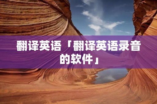 翻译英语「翻译英语录音的软件」