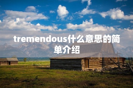 tremendous什么意思的简单介绍 tremendous什么意思的简单介绍