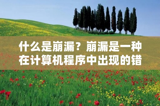 什么是崩漏？崩漏是一种在计算机程序中出现的错误，通常是由于程序员在设计和编写代码时出现了错误或疏忽所导致的。崩漏可以导致程序崩溃、停止运行或产生意外的结果，这些结果可能会对计算机系统的正常运行产生严重的影响。