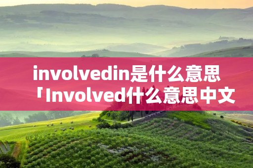 involvedin是什么意思「Involved什么意思中文」