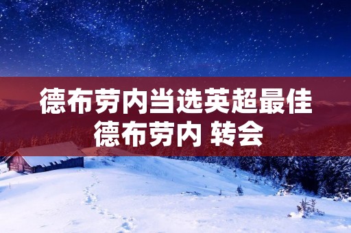 德布劳内当选英超最佳 德布劳内 转会