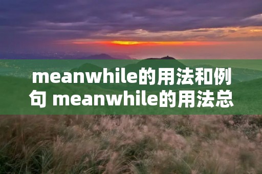 meanwhile的用法和例句 meanwhile的用法总结