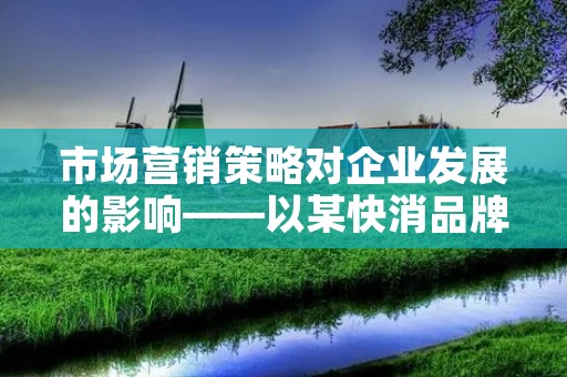 市场营销策略对企业发展的影响——以某快消品牌为例