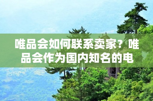 唯品会如何联系卖家？唯品会作为国内知名的电商平台之一，其商家数量众多，如何与商家进行联系也是很多用户关心的问题。下面，我们将详细介绍唯品会如何联系卖家。