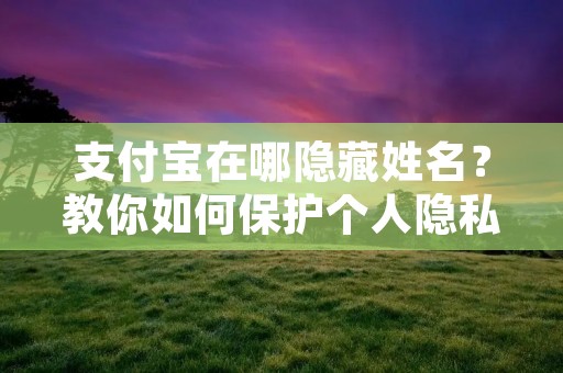支付宝在哪隐藏姓名?教你如何保护个人隐私 支付宝在哪隐藏姓名?教你如何保护个人隐私