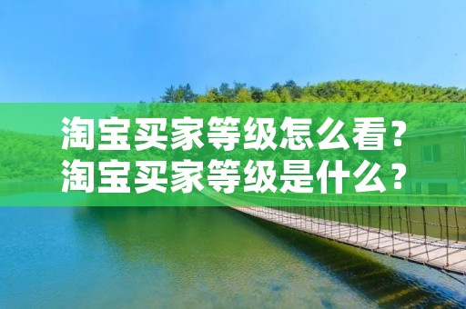 淘宝买家等级怎么看？淘宝买家等级是什么？淘宝买家等级是淘宝平台为了鼓励用户购物、增加用户忠诚度而设立的一种等级制度。随着用户在淘宝上的消费和交易次数的增加，相应的买家等级也会随之提升。买家等级越高，意味着用户在淘宝上的信用度越高，购物体验和权益也会有所提升。