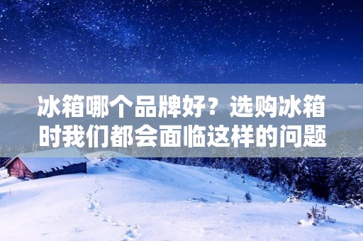 冰箱哪个品牌好？选购冰箱时我们都会面临这样的问题。毕竟冰箱不是一次性消费品，要用上好几年，选择一个质量可靠的品牌非常重要。那么，到底哪个品牌的冰箱更值得购买呢？下面就来为大家详细介绍。