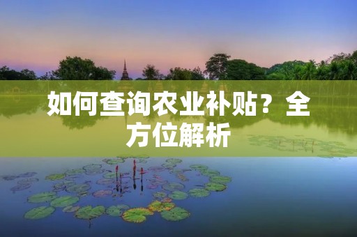 如何查询农业补贴？全方位解析