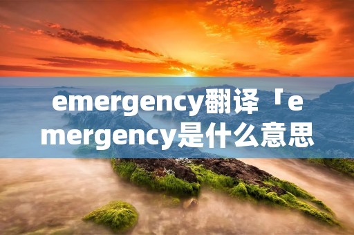 emergency翻译「emergency是什么意思翻译」