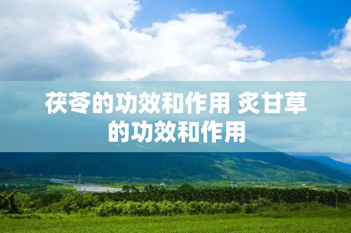 茯苓的功效和作用 炙甘草的功效和作用