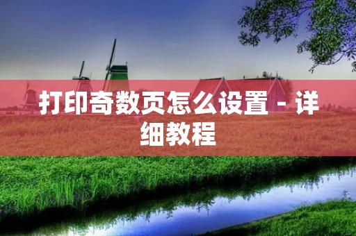 打印奇数页怎么设置 - 详细教程 打印奇数页怎么设置 - 详细教程