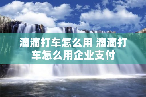 滴滴打车怎么用 滴滴打车怎么用企业支付