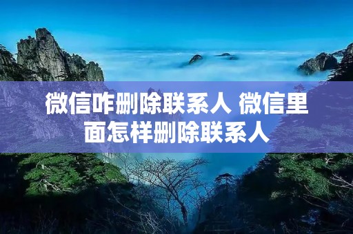 微信咋删除联系人 微信里面怎样删除联系人