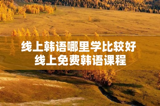 线上韩语哪里学比较好 线上免费韩语课程