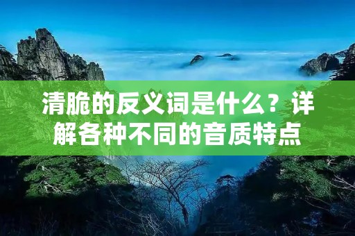 清脆的反义词是什么?详解各种不同的音质特点