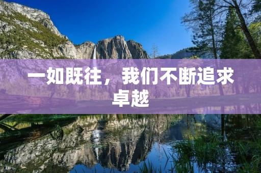 一如既往,我们不断追求卓越