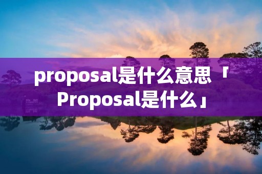 proposal是什么意思「Proposal是什么」