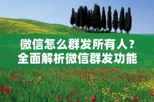 微信怎么群发所有人？全面解析微信群发功能