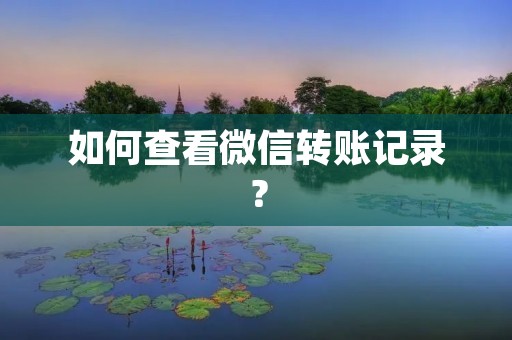 如何查看微信转账记录? 如何查看微信转账记录?