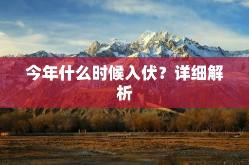 今年什么时候入伏?详细解析
