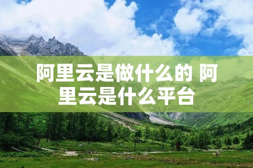 阿里云是做什么的 阿里云是什么平台 阿里云是做什么的 阿里云是什么平台