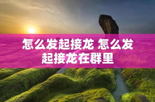 怎么发起接龙 怎么发起接龙在群里