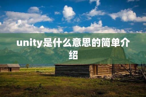 unity是什么意思的简单介绍 unity是什么意思的简单介绍