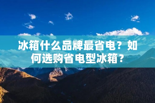 冰箱什么品牌最省电？如何选购省电型冰箱？