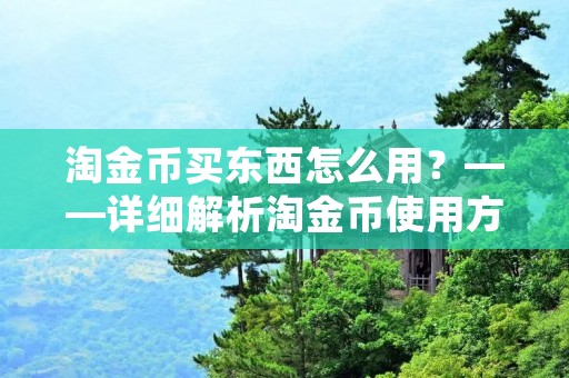 淘金币买东西怎么用？——详细解析淘金币使用方法