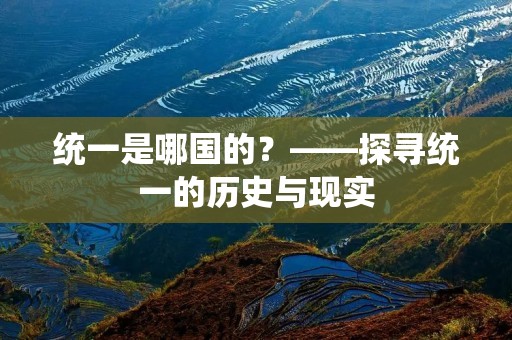 统一是哪国的?——探寻统一的历史与现实