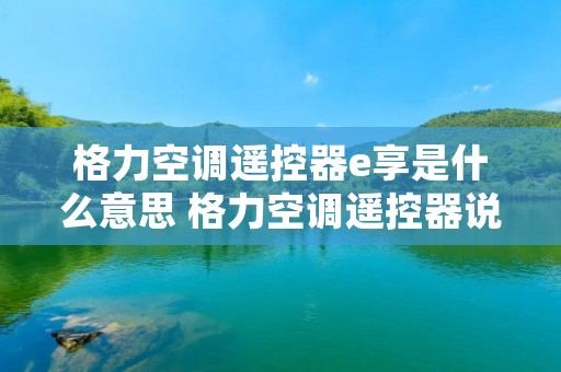 格力空调遥控器e享是什么意思 格力空调遥控器说明书e享是什么意思