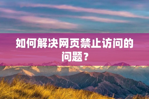 如何解决网页禁止访问的问题？