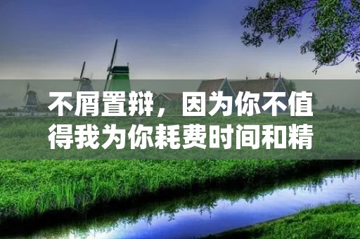 不屑置辩,因为你不值得我为你耗费时间和精力。这是一个常见的心态,尤其是在我们遇到不公正、不理智或不值得争辩的人或事情时。不屑置辩的人在面对这些情况时,会选择保持沉默或离开,而不是浪费时间和精力去争辩。