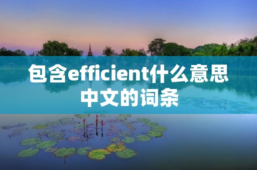包含efficient什么意思中文的词条 包含efficient什么意思中文的词条