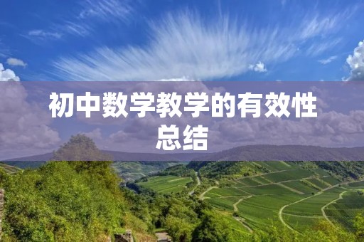 初中数学教学的有效性总结