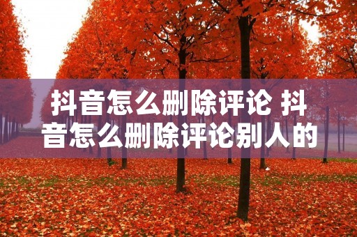 抖音怎么删除评论 抖音怎么删除评论别人的作品的记录