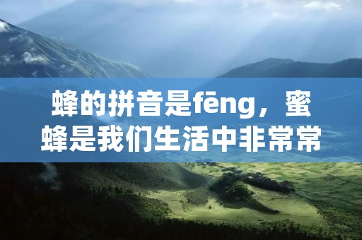 蜂的拼音是fēng,蜜蜂是我们生活中非常常见的昆虫,它们是我们生态系统中不可或缺的一部分。蜜蜂是最重要的传粉昆虫之一,它们的食物来源主要是花粉和花蜜,而在采集花粉的同时,它们也会将花粉传播到其他的花朵上,从而促进植物的繁殖和生长。 蜂的拼音是fēng,蜜蜂是我们生活中非常常见的昆虫,它们是我们生态系统中不可或缺的一部分。蜜蜂是最重要的传粉昆虫之一,它们的食物来源主要是花粉和花蜜,而在采集花粉的同时,它们也会将花粉传播到其他的花朵上,从而促进植物的繁殖和生长。