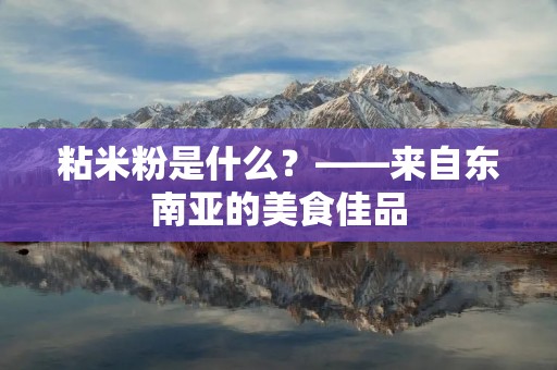 粘米粉是什么？——来自东南亚的美食佳品