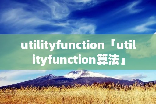 utilityfunction「utilityfunction算法」