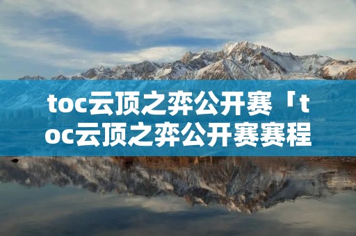 toc云顶之弈公开赛「toc云顶之弈公开赛赛程」
