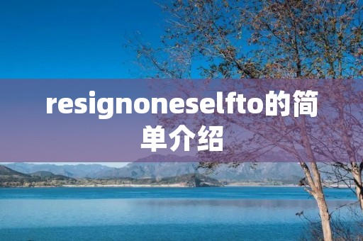 resignoneselfto的简单介绍