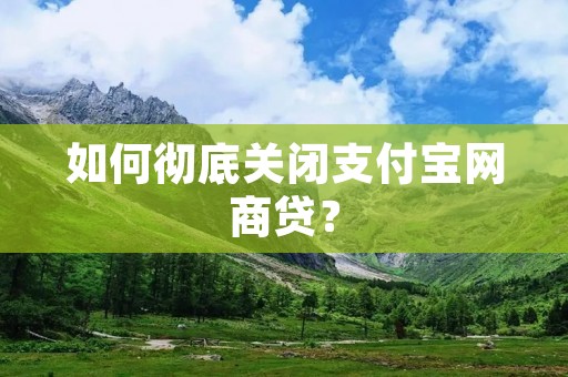 如何彻底关闭支付宝网商贷? 如何彻底关闭支付宝网商贷?