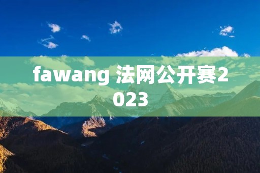 fawang 法网公开赛2023
